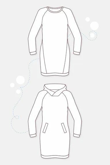 Платье худи выкройка Nähanleitung Wickelsaum Pattydoo Nähen schnittmuster, Schnittmuster hoodie, Ponc