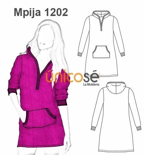 Платье худи выкройка Moldes Únicosé Ropa caliente, Ropa, Unicose