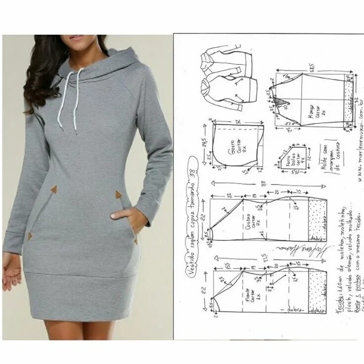 Платье худи выкройка бесплатно Выкройки, шитье, моделирование одежды ВКонтакте Costurando roupas femininas, Ves