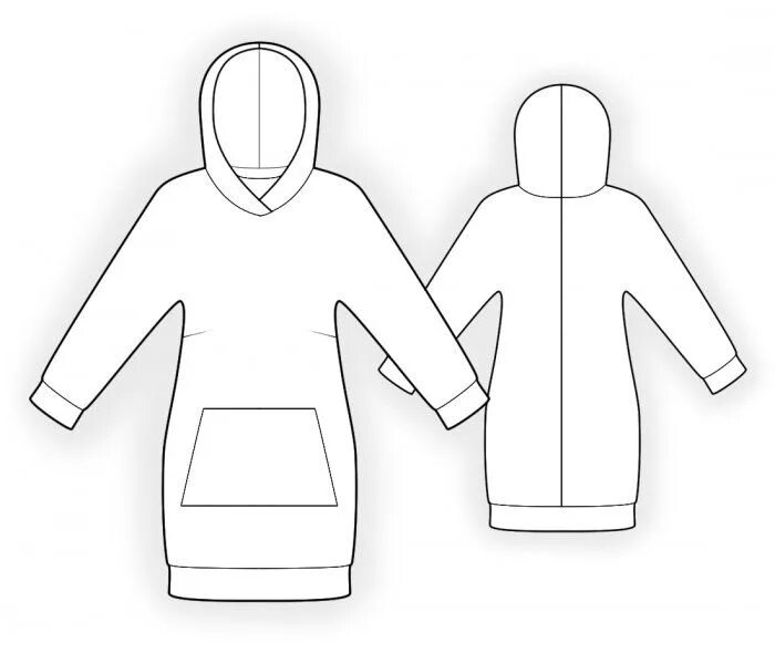Платье худи выкройка бесплатно 4709 - Naaipatroon #4709 Made-to-measure sewing pattern from Lekala with free on