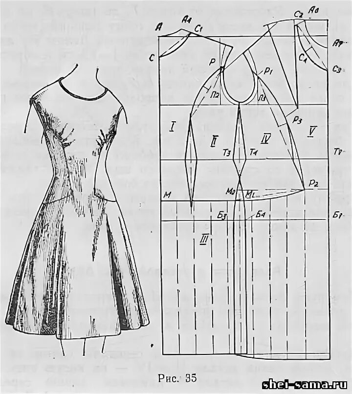 Платье расклешенное от талии выкройка 10. Платья с вертикальными рельефами - Искусство шитья - Всё о шитье Dress sewin