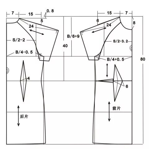 Платье реглан без выкройки Dress Finished Size: Bust B: 92 cm, length: 80 cm, Sleeve (from shoulder point c