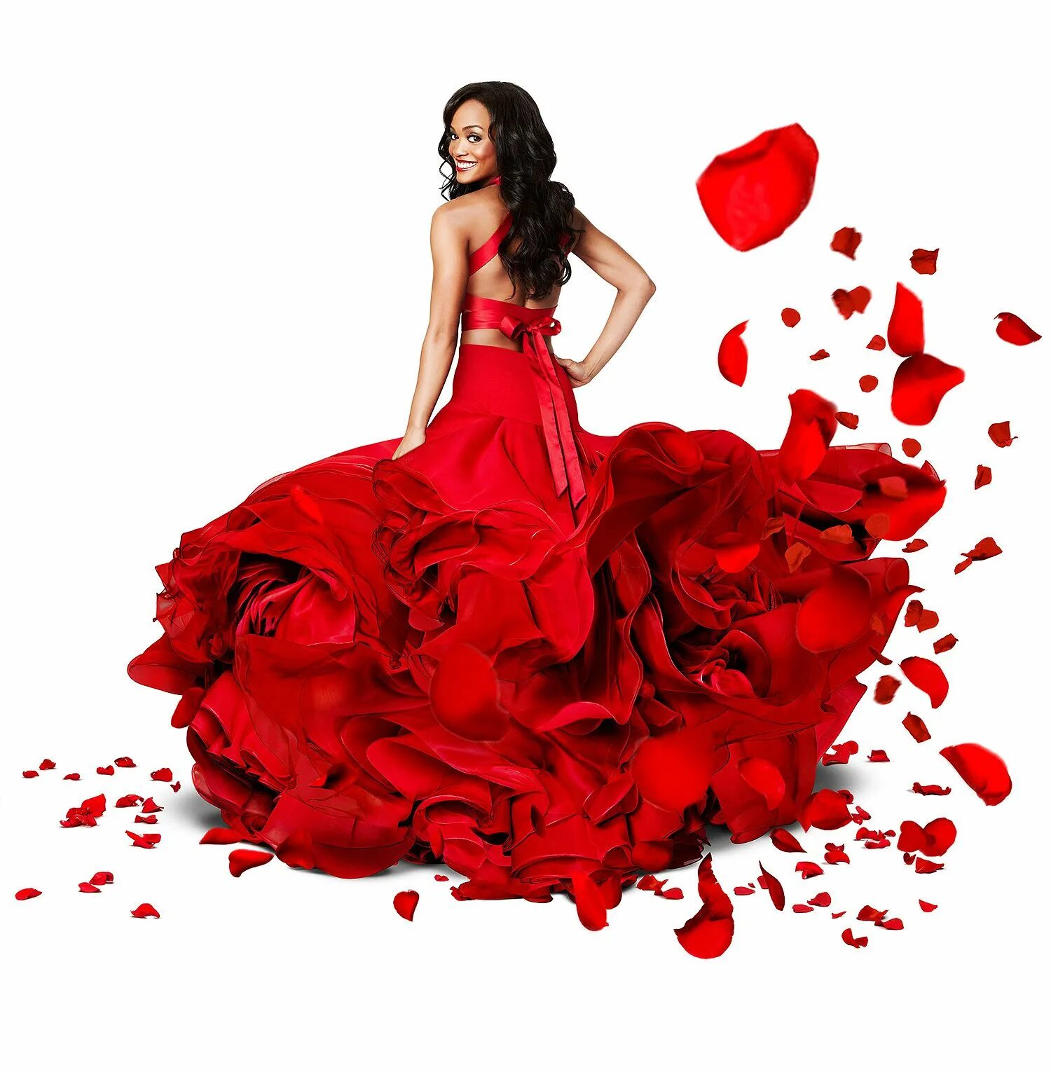 Платье роза фото Designer Randi Rahm designed this Red Rose dress that Rachel Lindsay wore in the