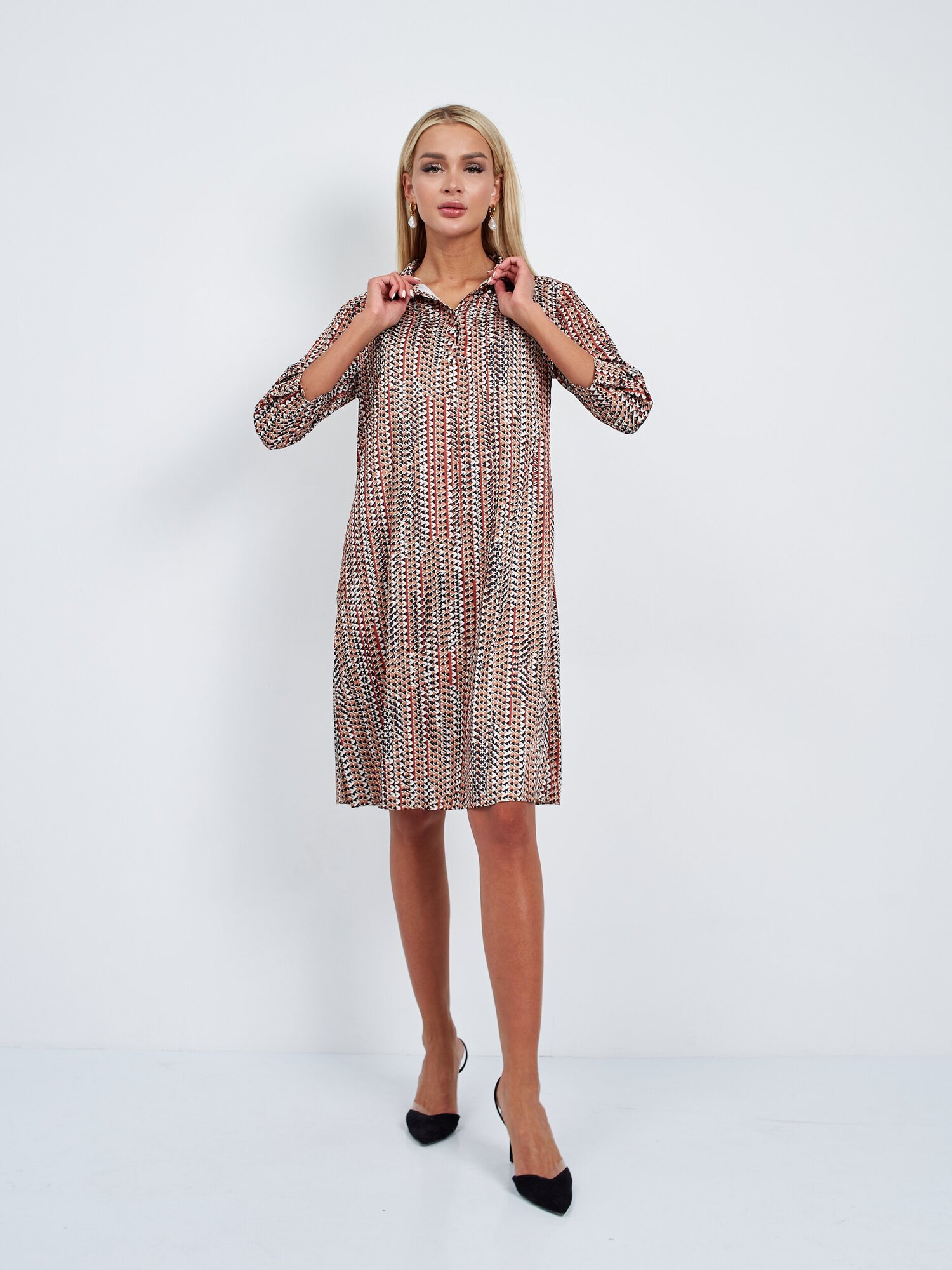 Платье рубашка 2024 фото Платье-рубашка Тамбовчанка, повседневное, прямой силуэт, миди, размер 52, коричн