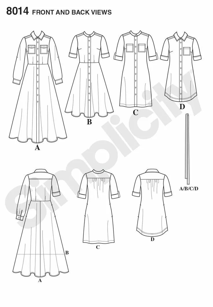 Платье рубашка длинное выкройка Simplicity 8014 Misses' Shirt Dress Shirt dress pattern, Vintage shirt dress, Si