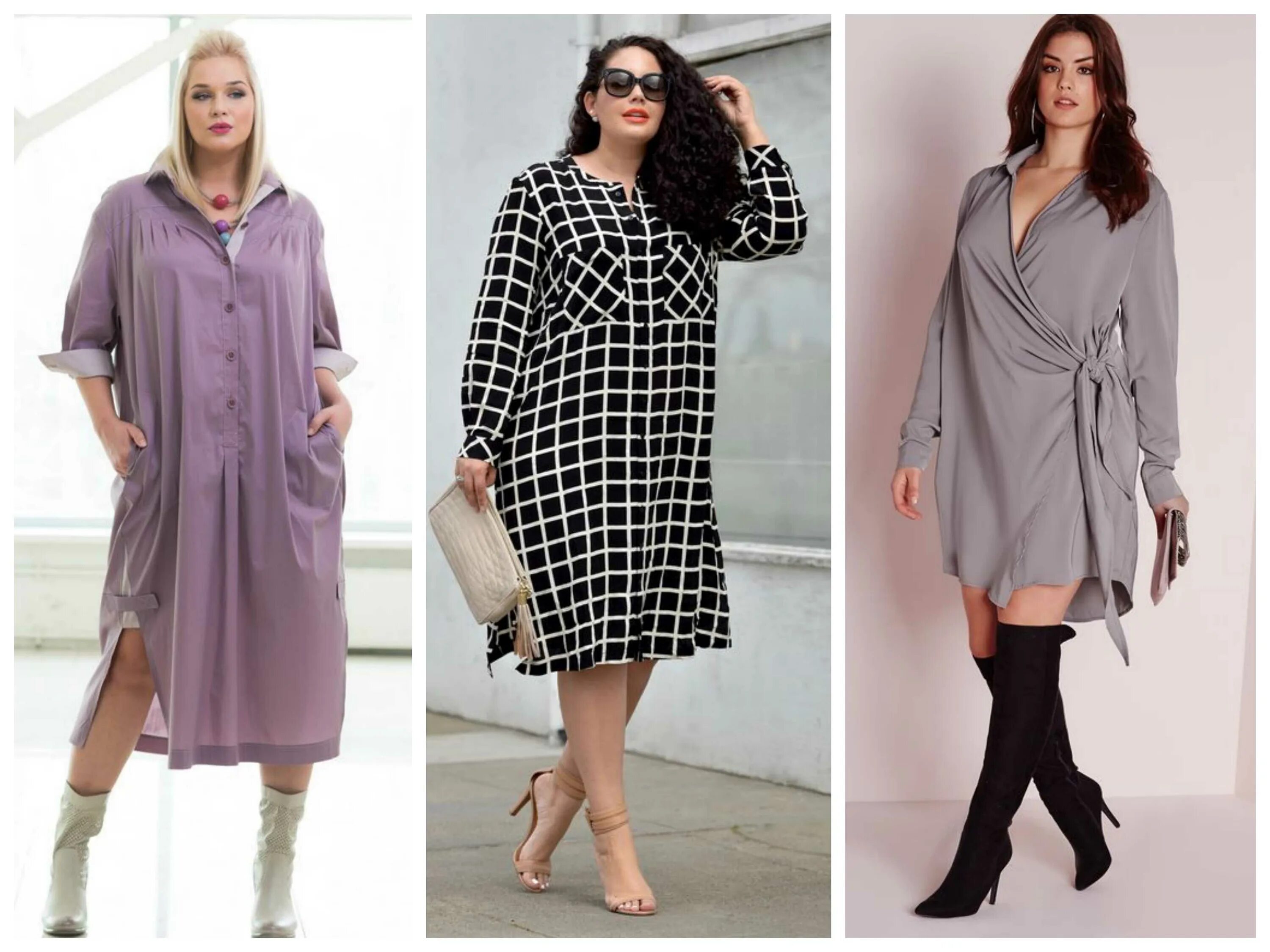 Платье рубашка для полных женщин фото Платье-рубашка 2020 - фото, новинки: для полных