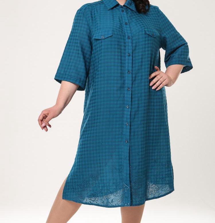 Платье рубашка для полных женщин фото Платье большого размера 1357-908 - купить в Москве, цена 4 000 руб., продано 29 