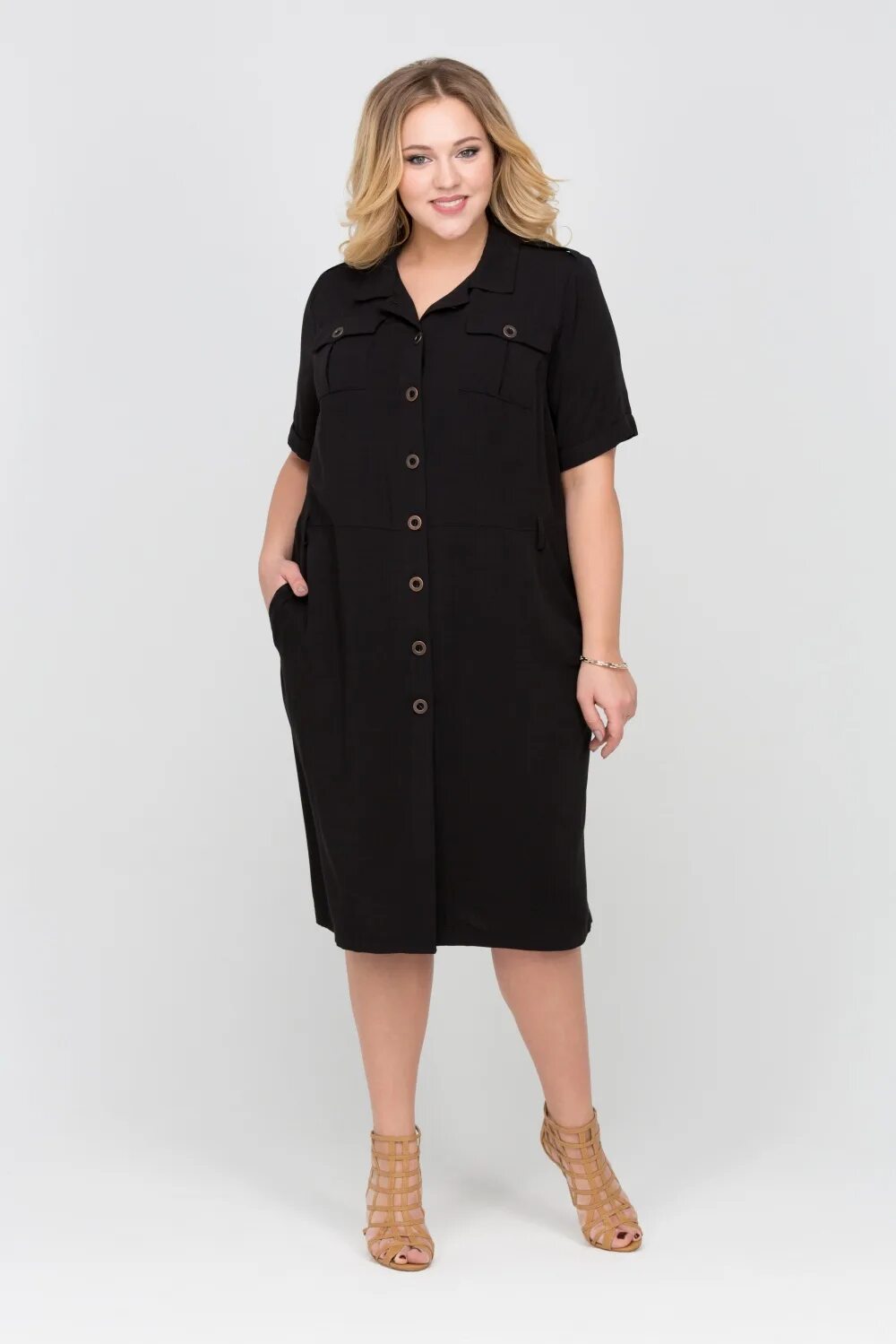 Платье рубашка для полных женщин фото Платья/сарафаны intikoma (Интикома) 416097 (черный)