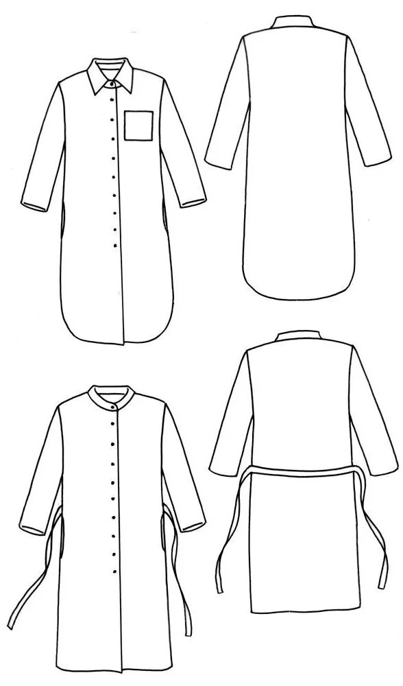 Платье рубашка выкройка бесплатно Free Shirt Dress Sewing Pattern