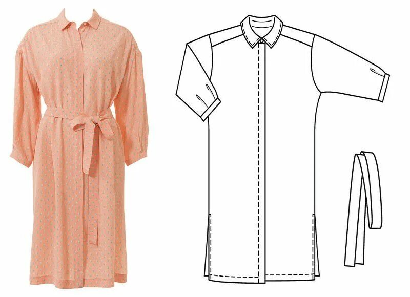 Платье рубашка выкройка бурда Технические рисунки 03/2016 - BurdaStyle.ru Одежда, Женская одежда, Технические 