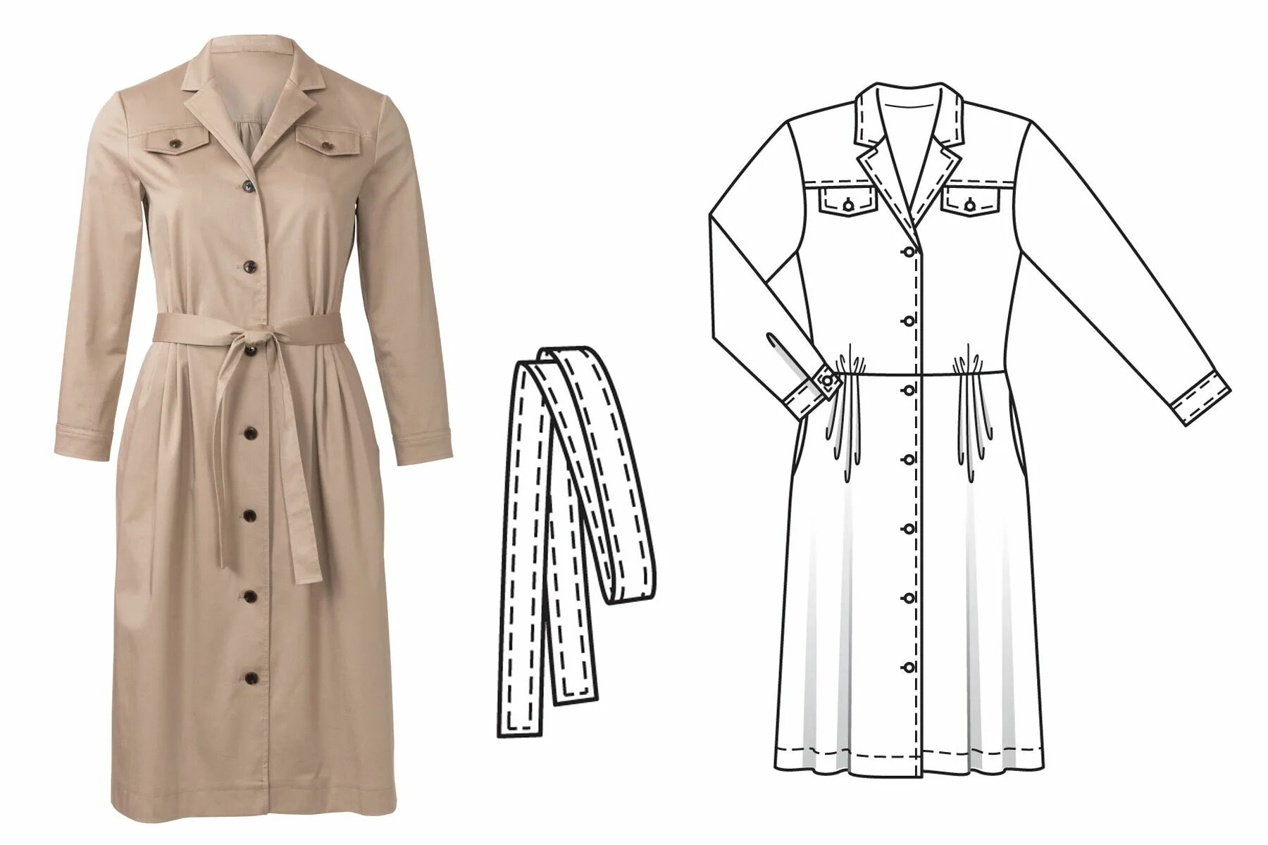 Платье рубашка выкройка бурда Технические рисунки Burda 2/2018 - BurdaStyle.ru Одежда, Технические рисунки, По