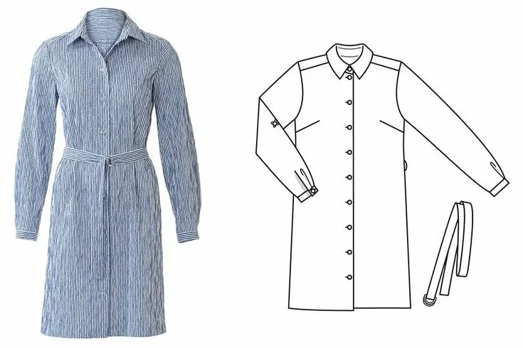 Платье рубашка выкройка бурда Технические рисунки Burda Style 3/2020 - BurdaStyle.ru Модные стили, Наряды, Жен