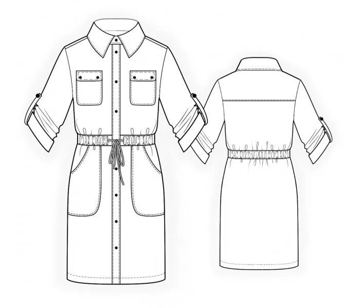 Платье рубашка выкройка купить Safari Dress - Sewing Pattern #4736. Made-to-measure sewing pattern from Lekala 