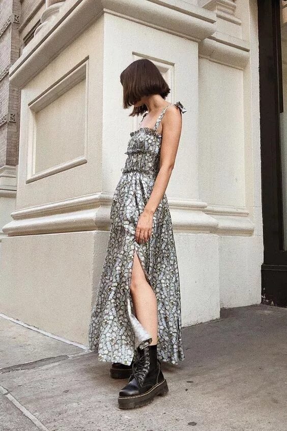 Платье с ботинками фото How to Wear: Combat boots Style Guides moda tendencias looks belleza Fashion, Su