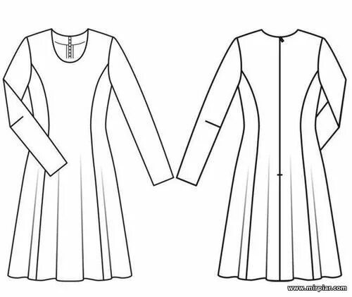 Платье с длинным рукавом женское выкройка free pattern, ПЛАТЬЯ, А-силуэт, выкройки бесплатно, dresses, стиль 60-х, мода,pa