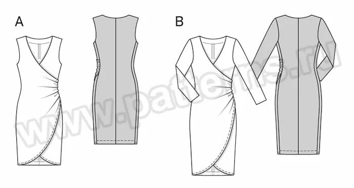 Платье с драпировкой на талии выкройка Выкройка Burda № 6829 - Платье с запахом и драпировкой - Первая примерка
