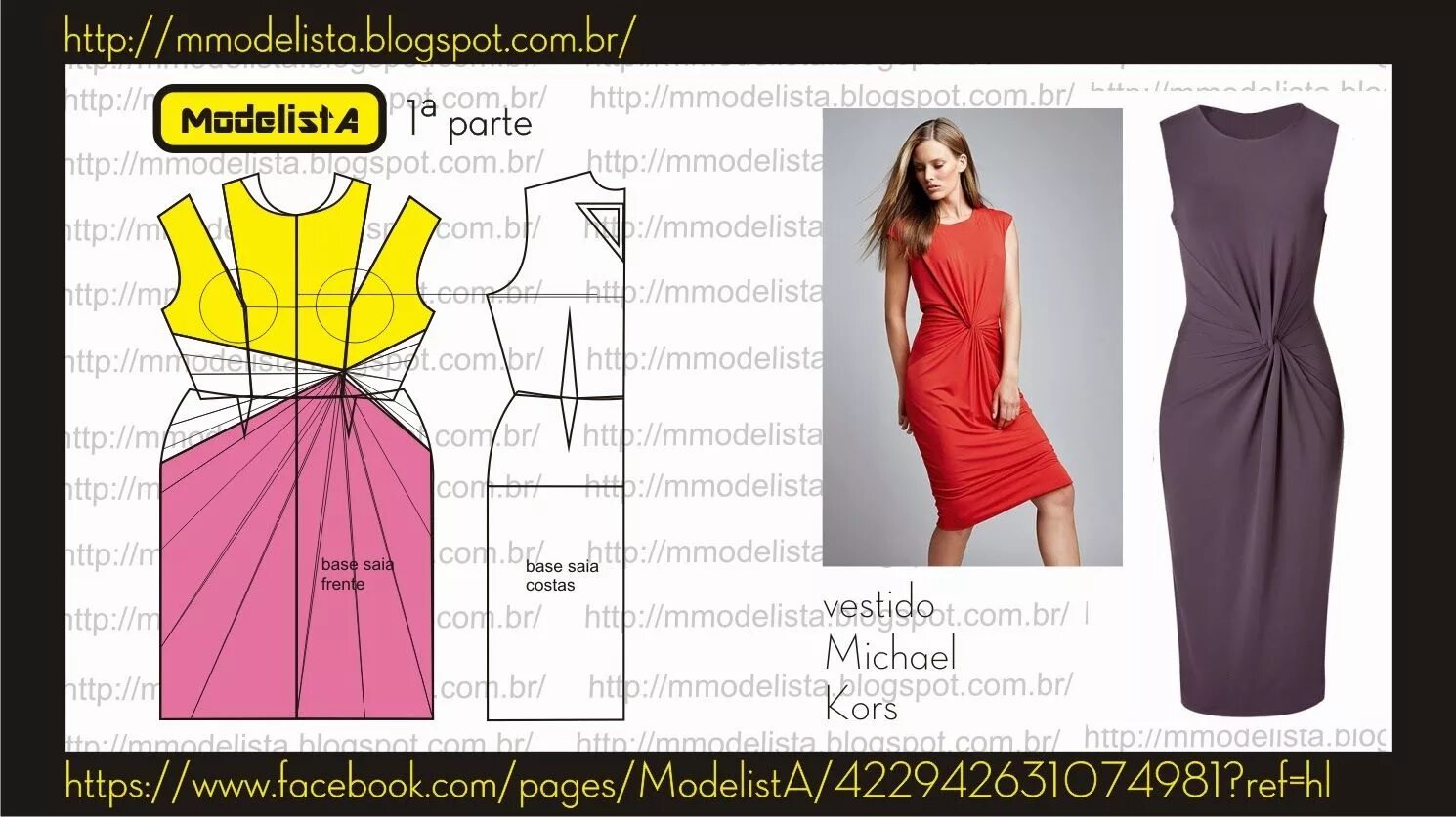 Платье с драпировкой на талии выкройка Michael Kors Modelista, Moda, Modelos fashion
