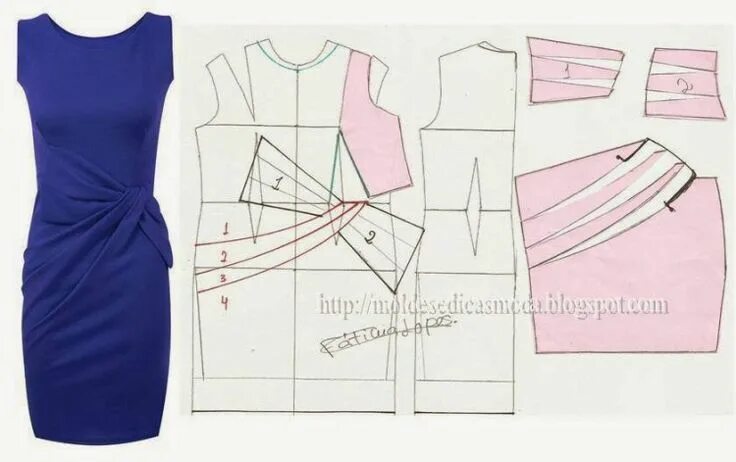 Платье с драпировкой на талии выкройка 2) Gallery.ru / Фото #1 - bbb - ergoxeiro Dress sewing patterns, Clothes sewing 