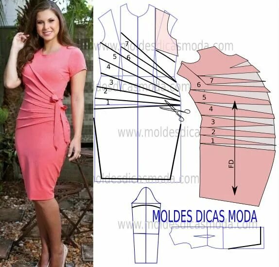 Платье с драпировкой выкройка скачать бесплатно VESTIDO DRAPEADO -209 Moldes Dicas Moda Padrões de moda, Costura fashion, Padrõe