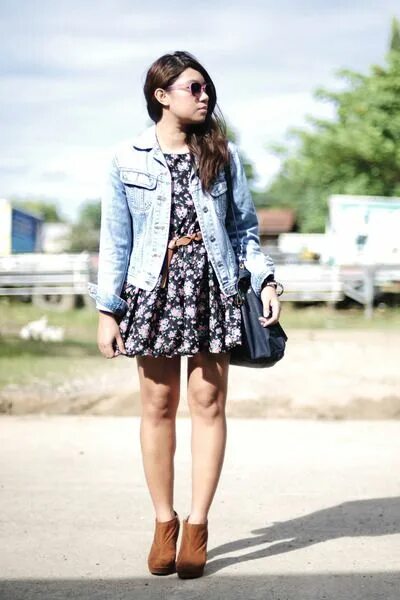 Платье с джинсовой курткой фото flower print dress with jean jacket Denim jacket fashion, Fashion outfits, Fashi