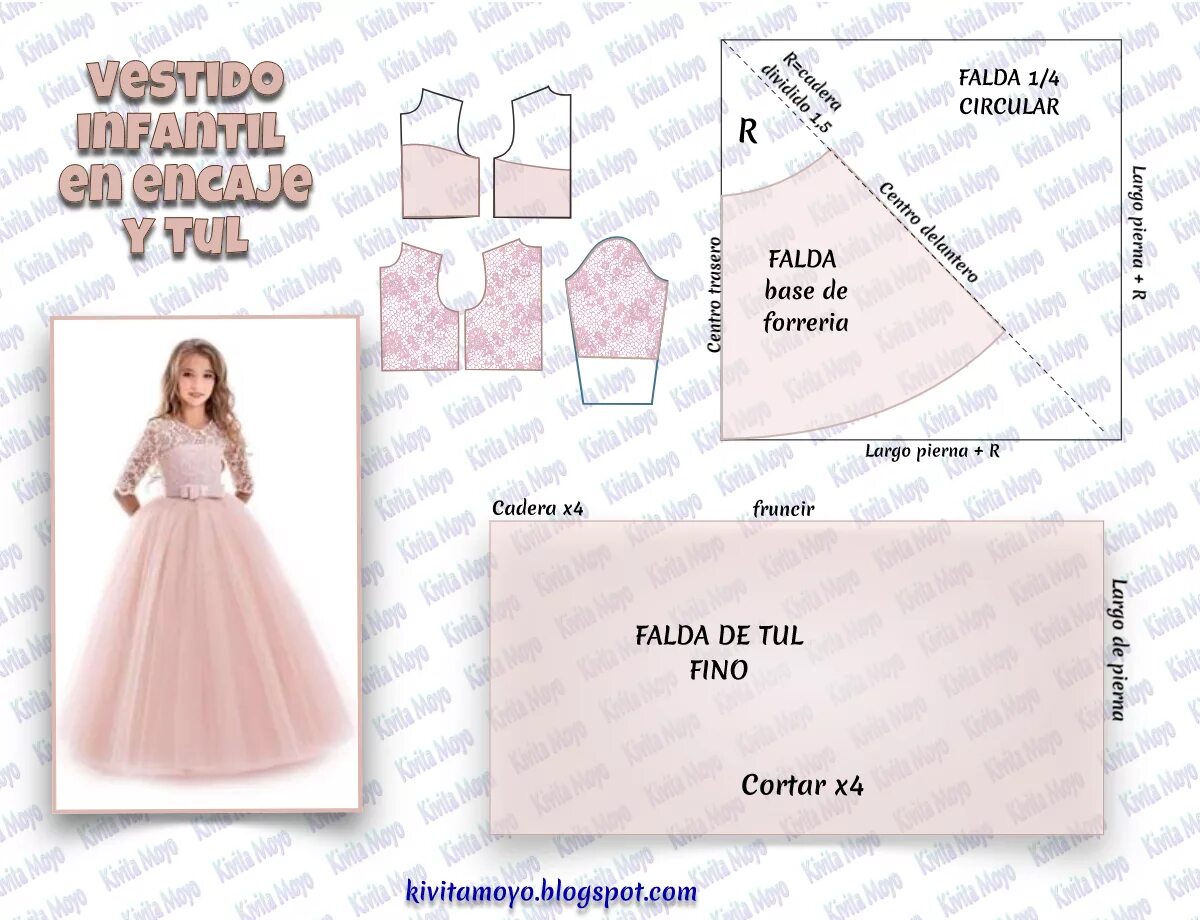 Платье с фатином выкройка KiVita MoYo : VESTIDO INFANTIL DE TUL Y ENCAJE - ENAGUA Armado, ... Vestido infa