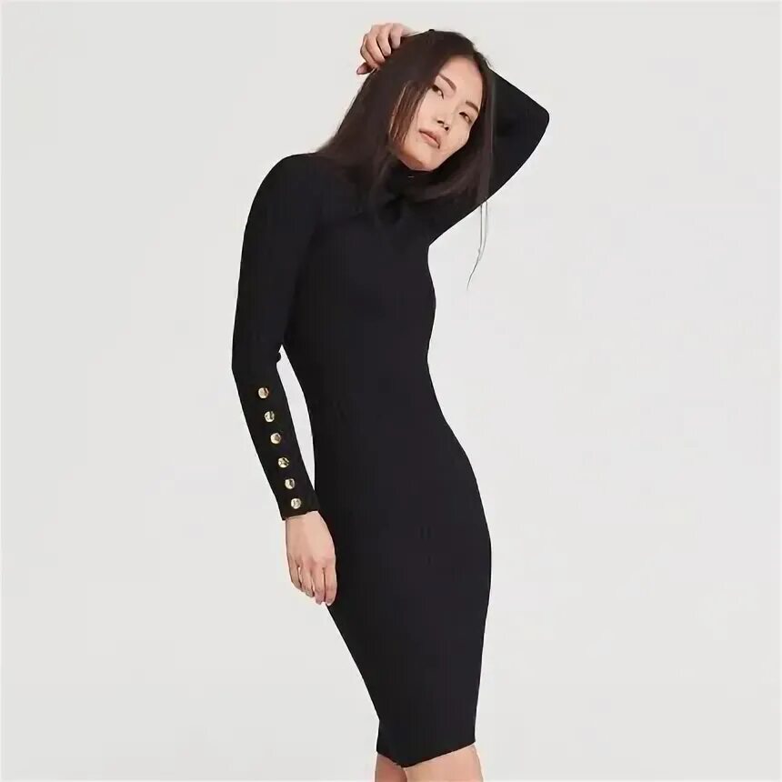 Платье с горлом фото Reserved - Sukienka z lnu i lyocellu - Czarny - Ceny i opinie - Ceneo.pl