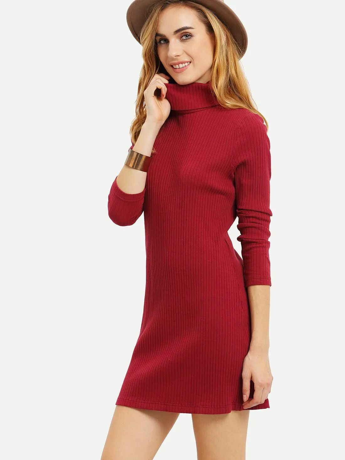 Платье с горлом фото Бордовое платье с высоким воротником Платье с высоким горлом, Бордовое платье, М