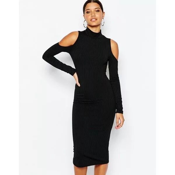 Платье с горлом фото Club L High Neck Cold Shoulder Rib Dress