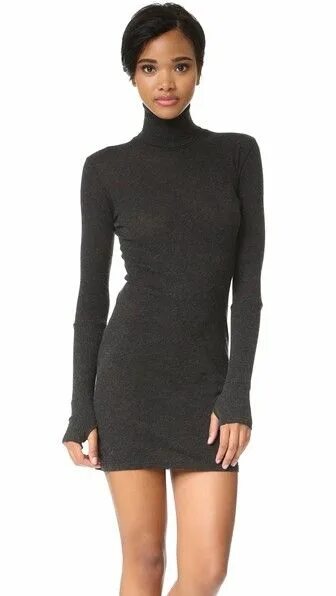 Платье с горлом фото Enza Costa Cuffed Turtleneck Dress Long sleeve cotton dress, Turtle neck dress, 