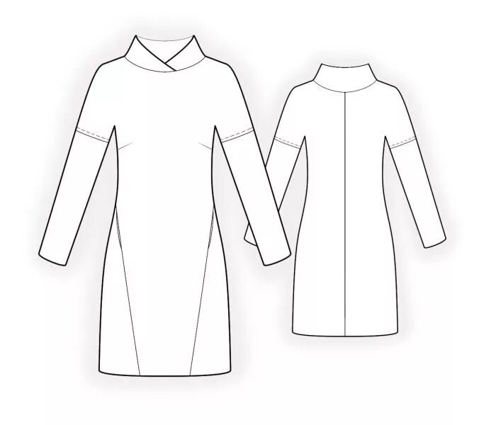 Платье с капюшоном из футера выкройка Tunic - Dress With Shaped Stand Collar Pattern dress women, Sewing dresses, Swea