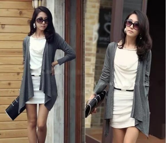 Платье с кардиганом фото 2012 Fashion Trends - Korea Fashion, Knitting women cardigan, Casual fall outfit