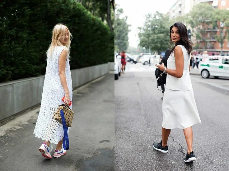 Платье с кедами как носить правильно фото Pin on Платья + кроссовки (кеды) Dress with sneakers, Chic sneakers, Fashion