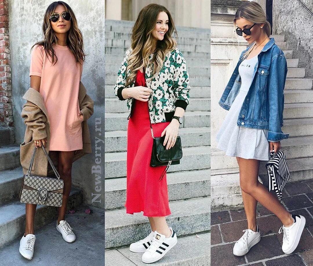 Платье с кедами как носить правильно фото Кеды и кроссовки под платье - 30 примеров на модных блогерах Куртки под платье, 