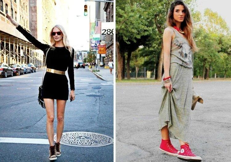 Платье с кедами как носить правильно фото Платье с кроссовками или кедами (50 фото) - как носить, тренды и образы 2021