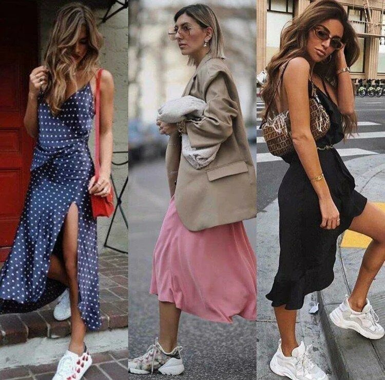 Платье с кедами как носить правильно фото Платье с кроссовками или кедами (50 фото) - как носить, тренды и образы 2021