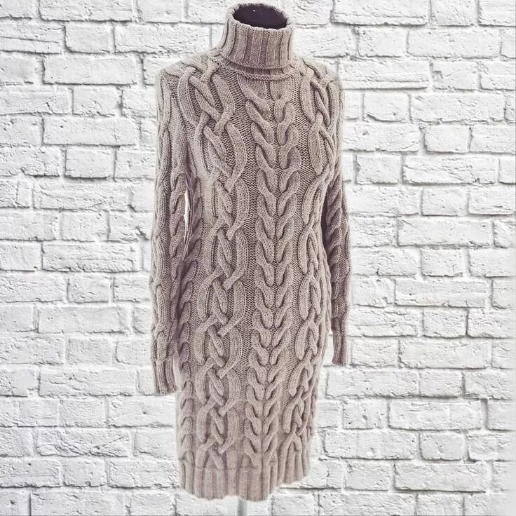 Платье с косами фото Elsánte Atelier Cable Knit Dress $140 Turtleneck sweater dress, Sweater dress, S