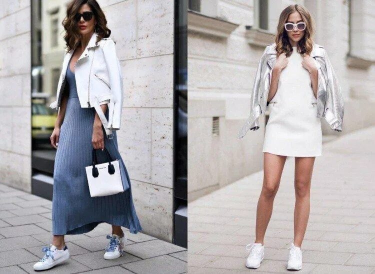 Платье с кроссовками фото Платье с кроссовками или кедами (50 фото) - как носить, тренды и образы 2021