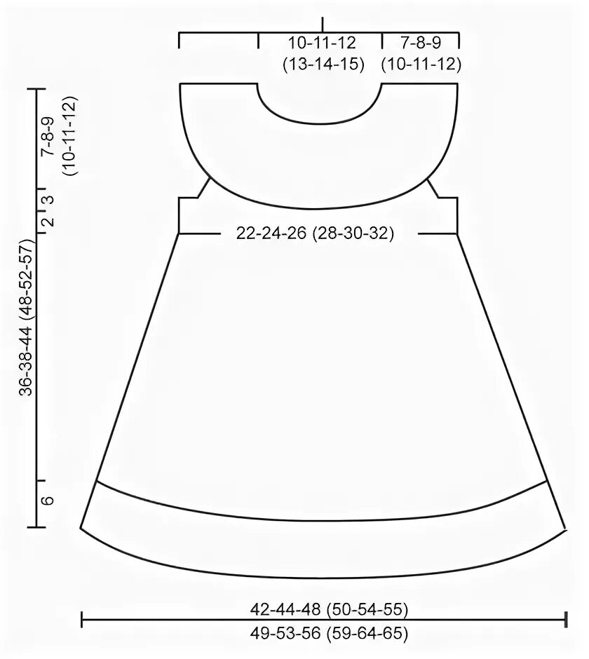 Платье с круглой кокеткой выкройка Little Hedda - Set consists of: Knitted DROPS dress with lace edge and round yok