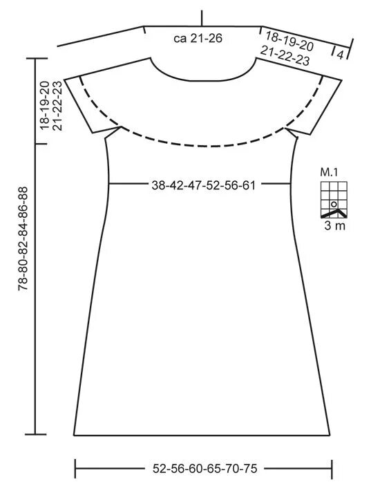 Платье с круглой кокеткой выкройка Autumn Flirt - Knitted DROPS tunic with short sleeves, pockets, round yoke and s