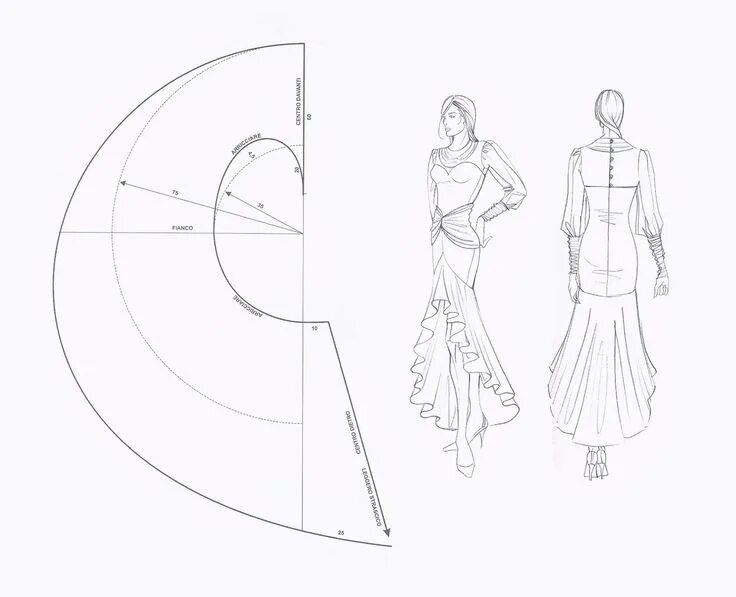 Платье с круглой выкройка Пин от пользователя Mirza González на доске Vestidos de novia Рукоделие, Выкройк