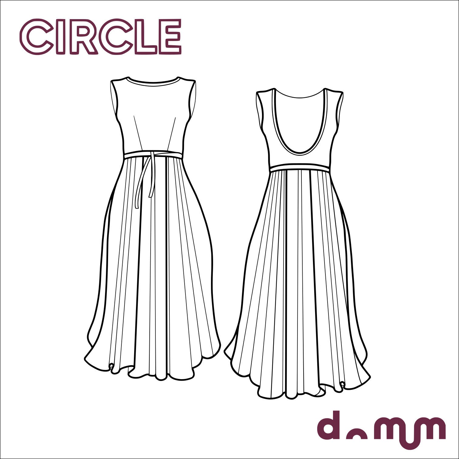 Платье с круглой выкройка EN-ENG Круг платье шаблон pdf /Круг платье pdf шаблон Etsy
