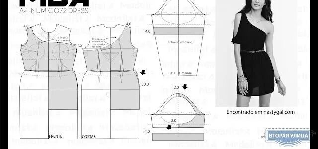 Платье с круглой выкройка Dress with asymmetrical sleeve http://secondstreet.ru/blog/prostie_vikroiki/vykr