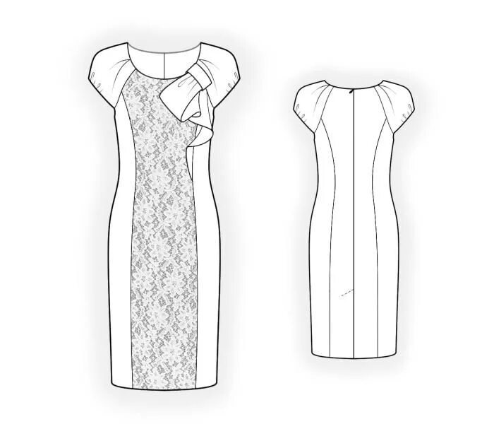Платье с кружевом выкройка Dress With Lacy Inset Pattern fashion, Illustration fashion design, Dress sewing