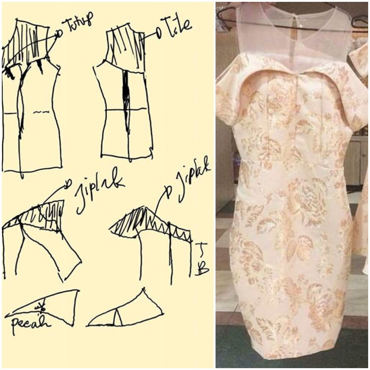 Платье с кружевом выкройка Pin di Sewing Pakaian, Model pakaian, Model pakaian wanita