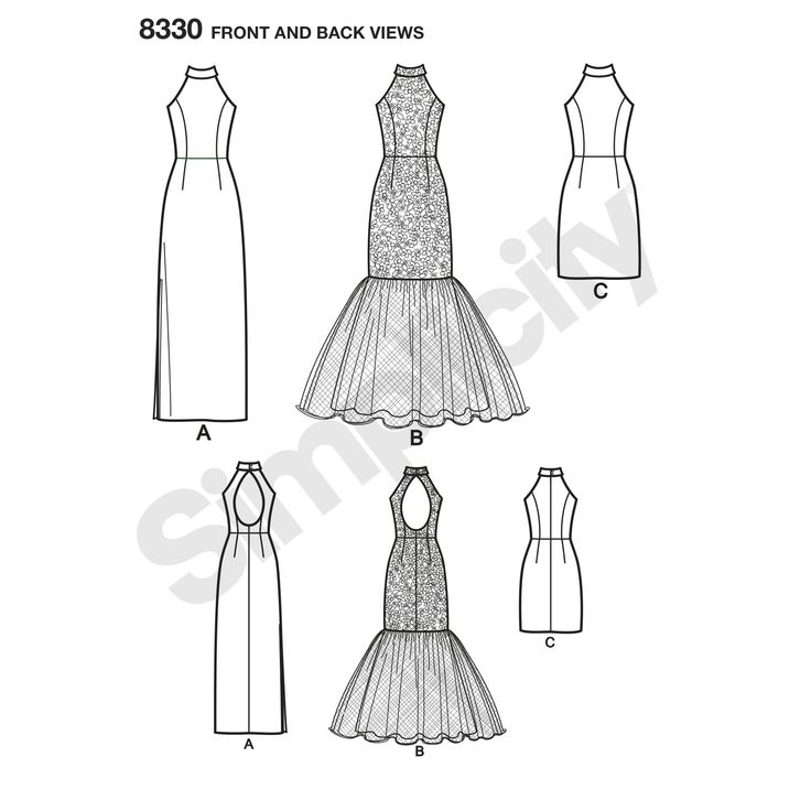 Платье с кружевом выкройка S8330 Simplicity dress, Halter neck dress pattern, Miss dress