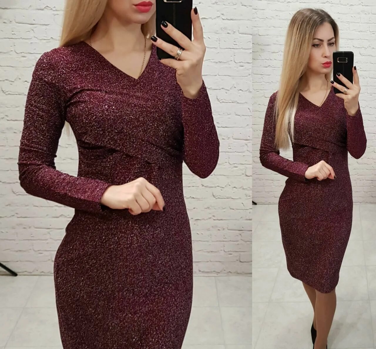 Платье с люрексом фото Платье Люрекс Арт. M322 Марсала 44 - в Категории "Женские Платья" на Bigl.ua (83