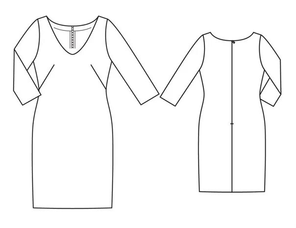 Платье с планкой выкройка Платье-футляр с французскими вытачками #Готовые_выкройки Европейский размер 44-5