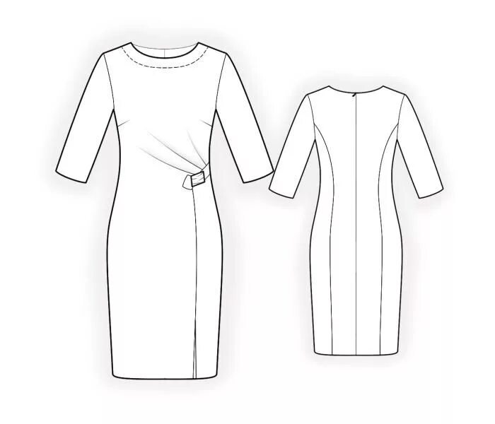 Платье с планкой выкройка Dress With Pleats - Sewing Pattern #4386. Made-to-measure sewing pattern from Le