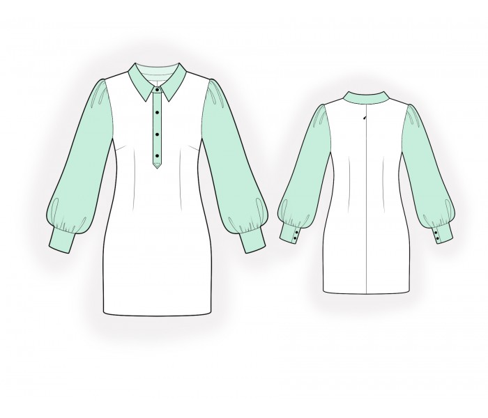 Платье с планкой выкройка Платье С Планкой - Выкройка #2605. Made-to-measure sewing pattern from Lekala wi