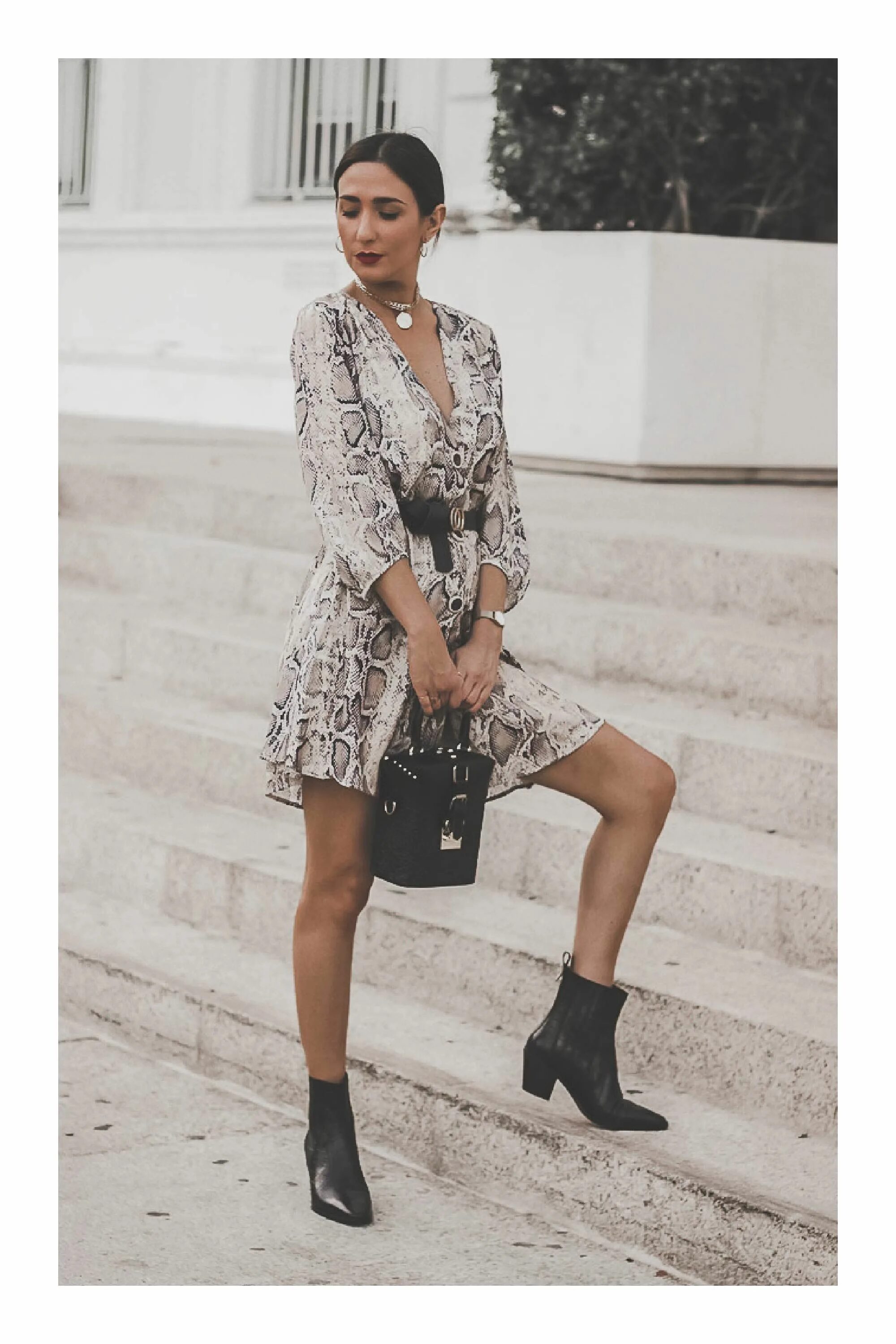 Платье с принтом змеиной кожи модные образы Buy botas animal print outfit OFF-64